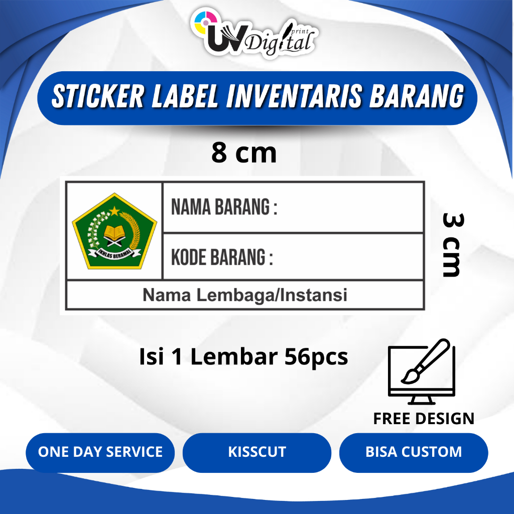 

56 PCS Stiker Chromo Label Inventaris Barang Inventaris Kantor/Sekolah