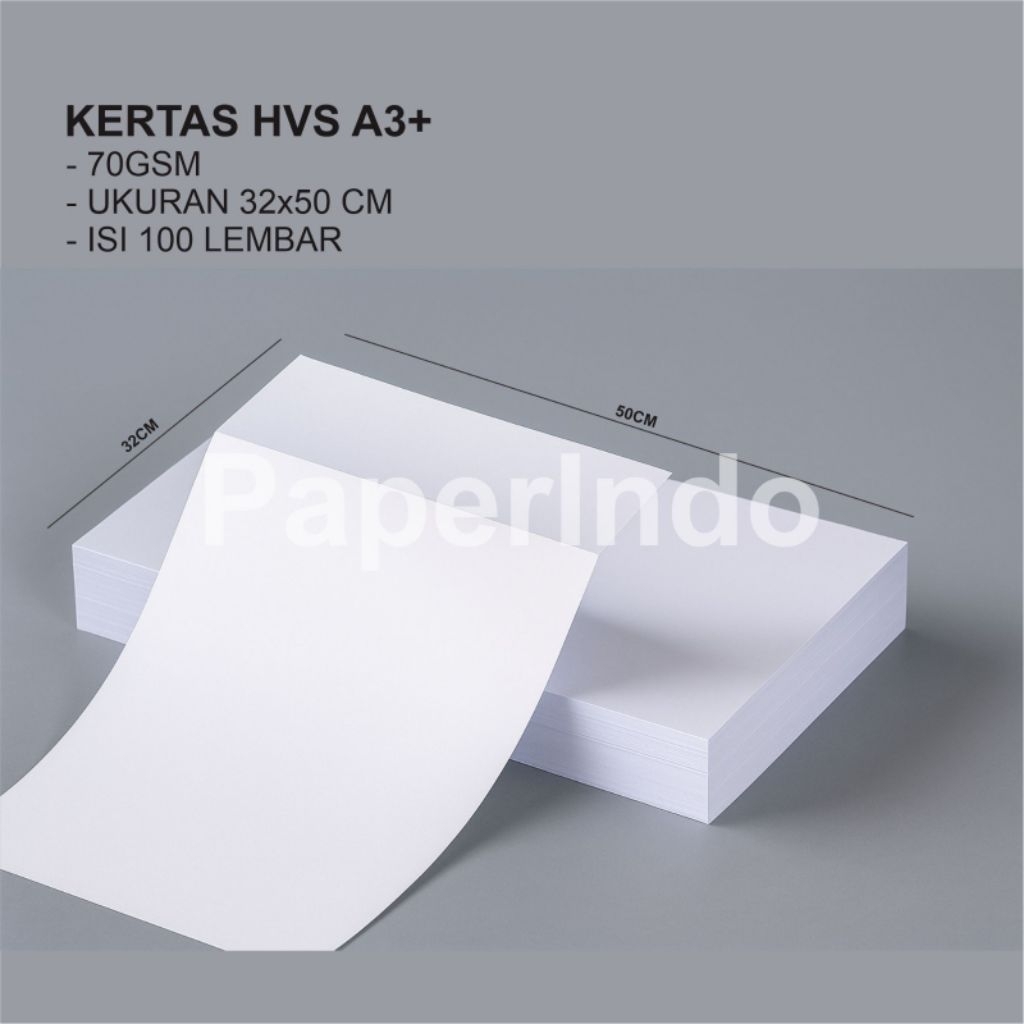 

Kertas HVS A3+ 70 gsm Warna Putih, Ukuran 32 x 50 cm, Isi 100 lembar