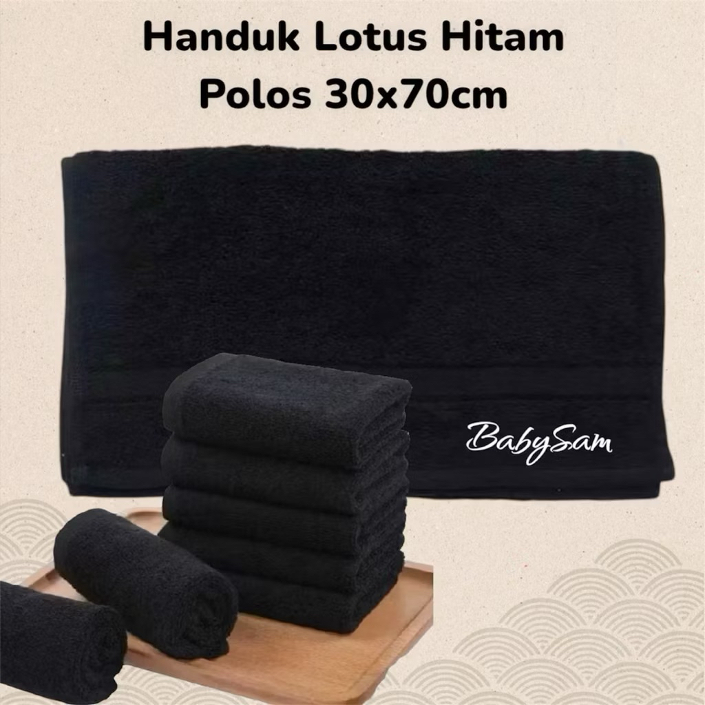 Handuk Kecil Lotus 30x70cm Hitam Edition || Handuk Olahraga Handuk Rambut Barber Salon Handuk Serbag