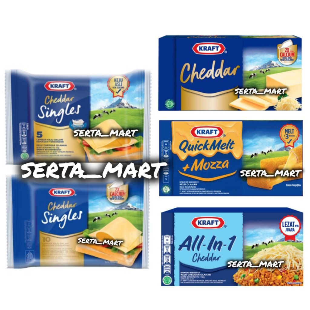 

Keju Kraft Quick Melt / Cheddar / All in 1 / Slice Single 5's / 10's