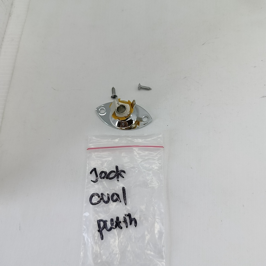 plat jack oval + mur gitar bass elektrik akustik output fender guitar bass jack plate