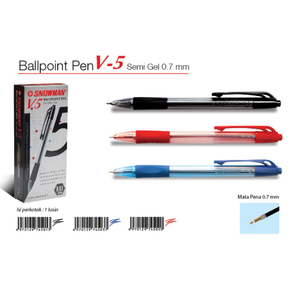 

Pulpen Snowman V5 0.7mm