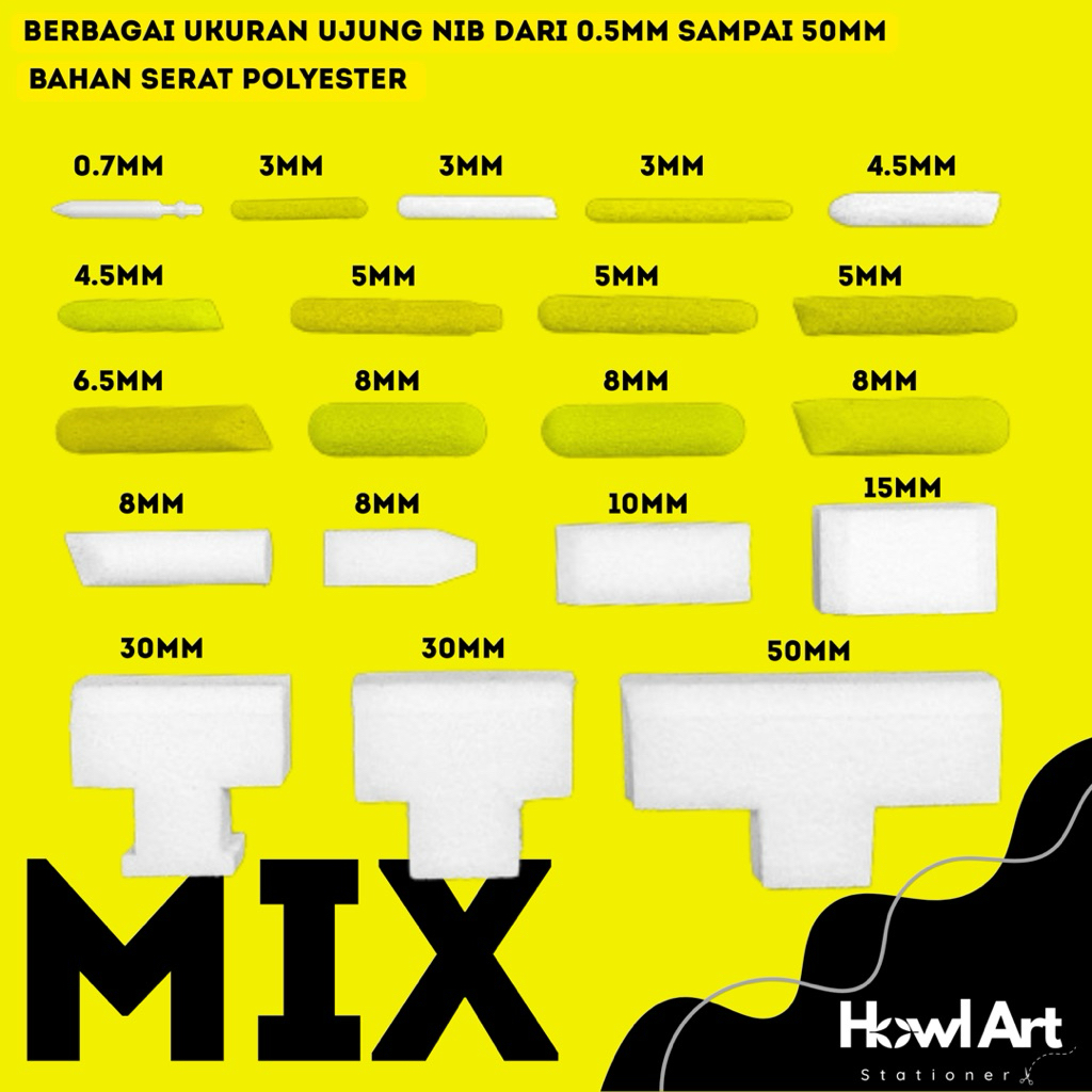 

Refill Ujung Spidol Empty Marker Nib Tip Polyester Berbagai Ukuran 0.5 sampai 50mm