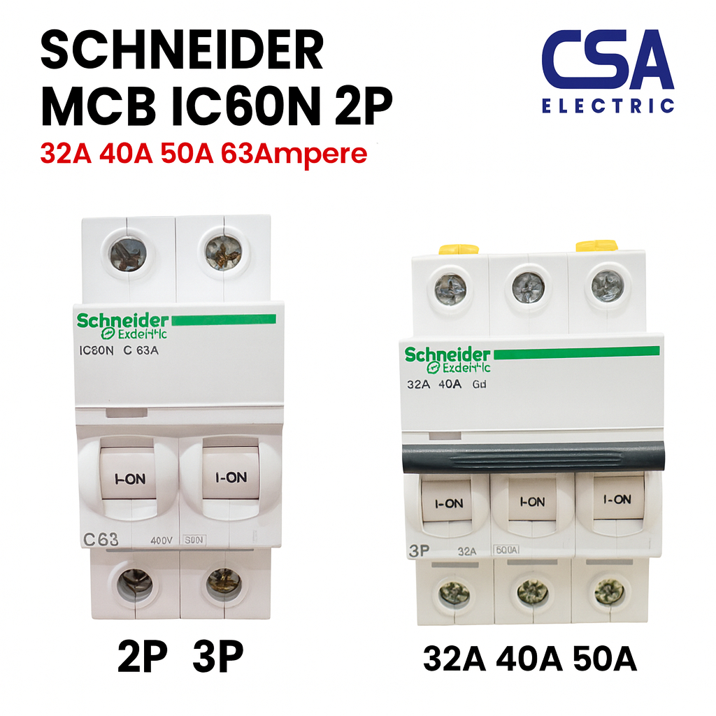 SCHNEIDER Miniature circuit breaker (MCB), Acti9 iC60N curve, 6000A 2P 3P 40A 50A 63A