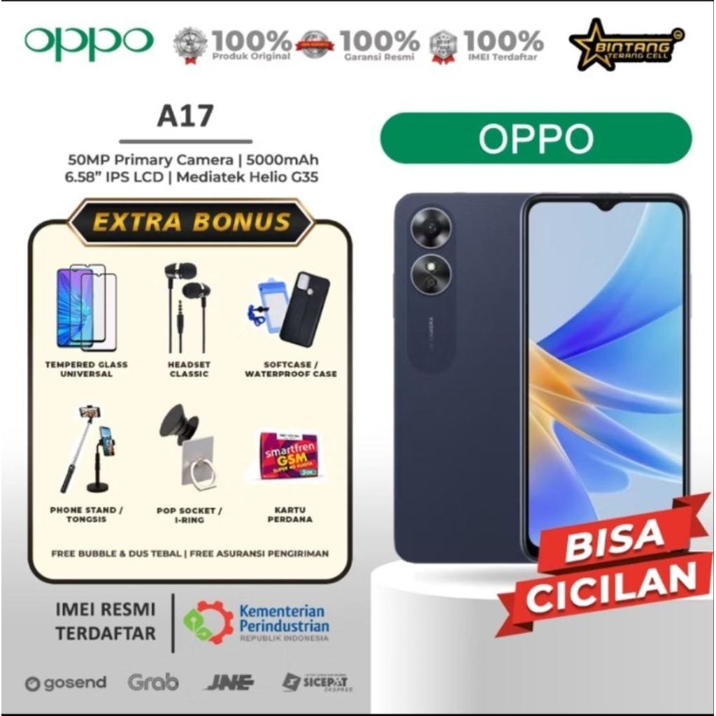 oppo a17 ram 4/64- oppo a16 ram 4/64 oppo a12 ram 3/32- oppo a18 ram 4/128gb garansi resmi