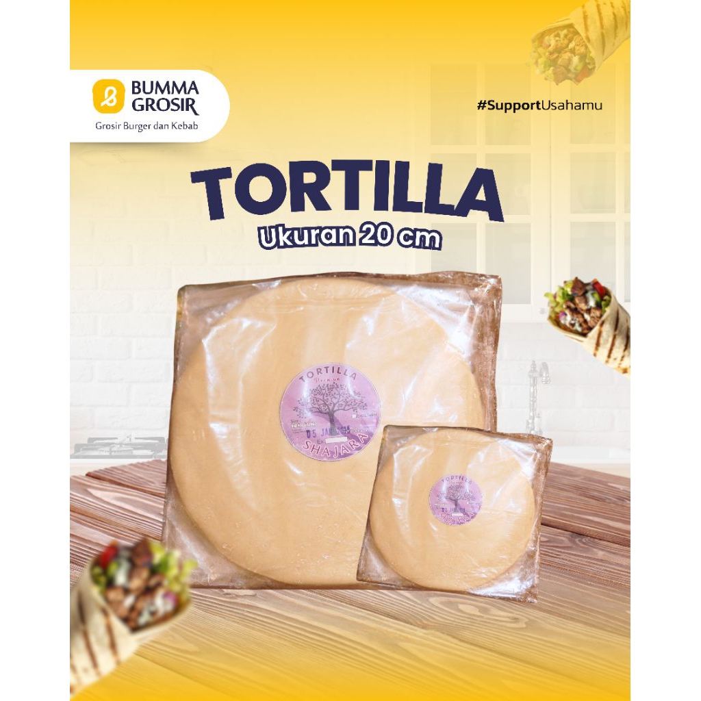 

Sajarah Tortilla Premium Besar - Kulit Kebab- Tortilla kebab-isi 20 pcs-uk 20cm, 23cm, 25cm
