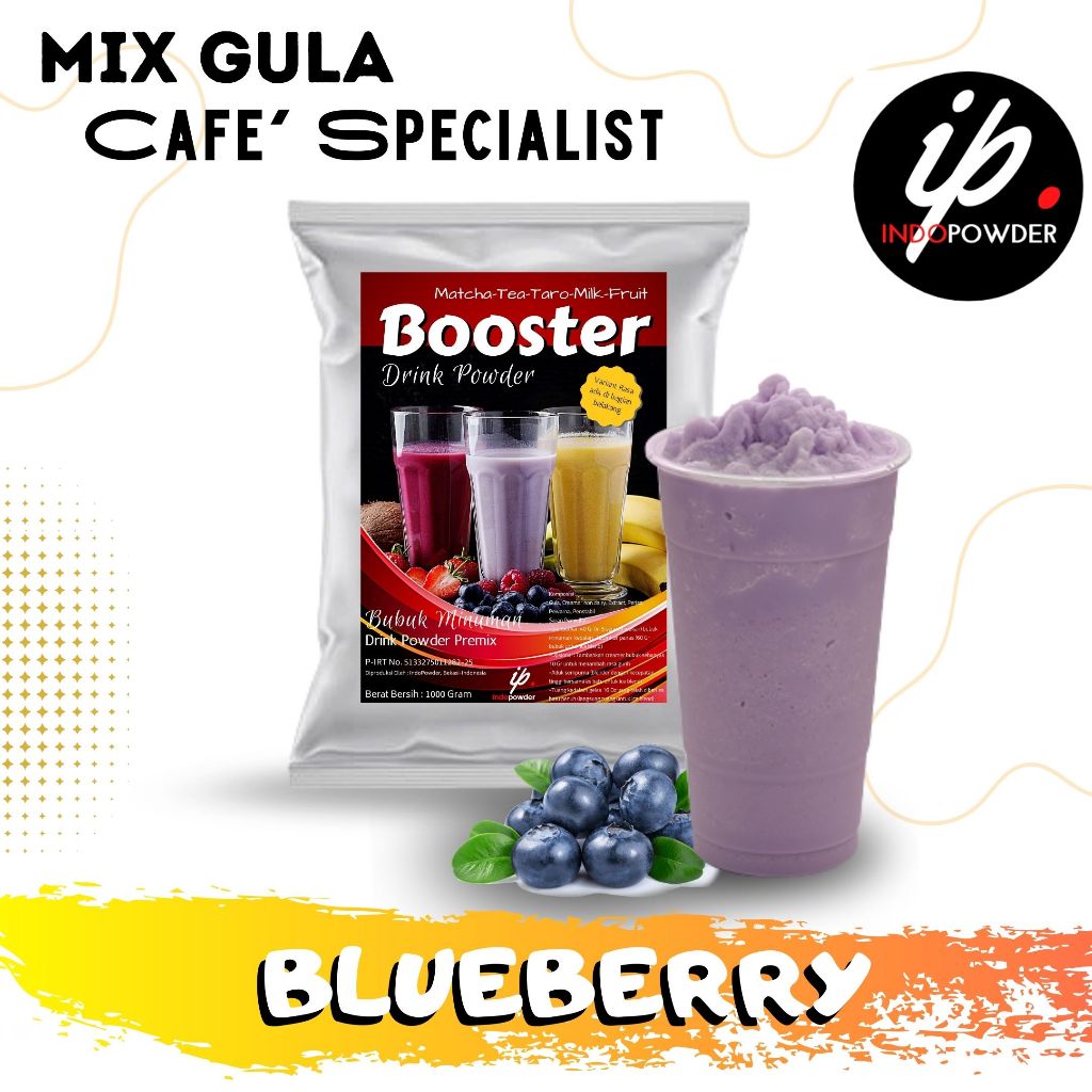 

Indopowder - Bubuk Minuman BLUEBERRY 1Kg Untuk Cafe, Waralaba, Resto dan Usaha Minuman Kekinian