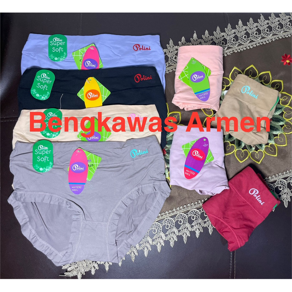 Celana Dalam Wanita Polini Kode 1232 ISI 3/6 PCS Super Soft - Polini 1232 - Celana Dalam Super Soft