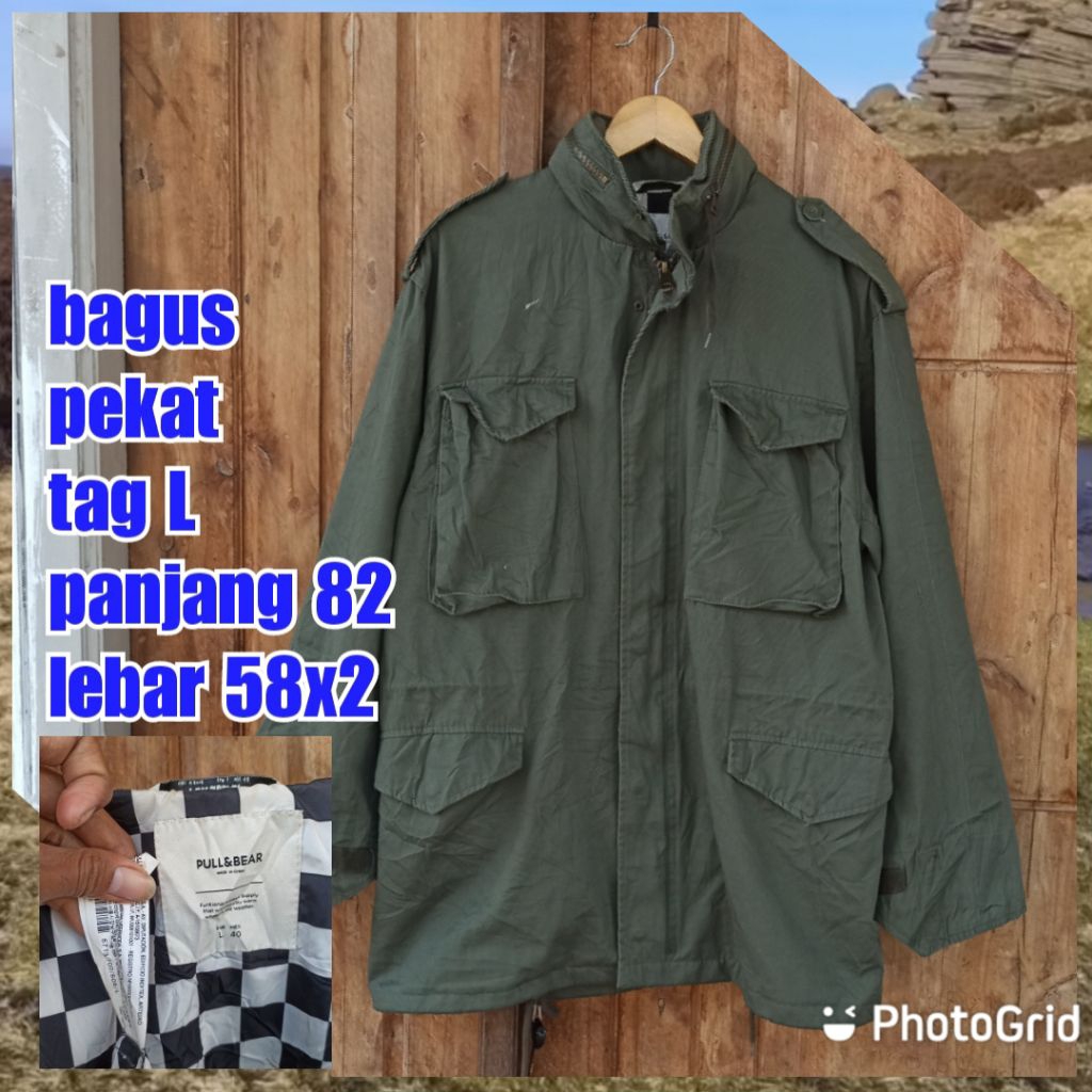jaket parka army military green hijau m65 fashion pull & bear