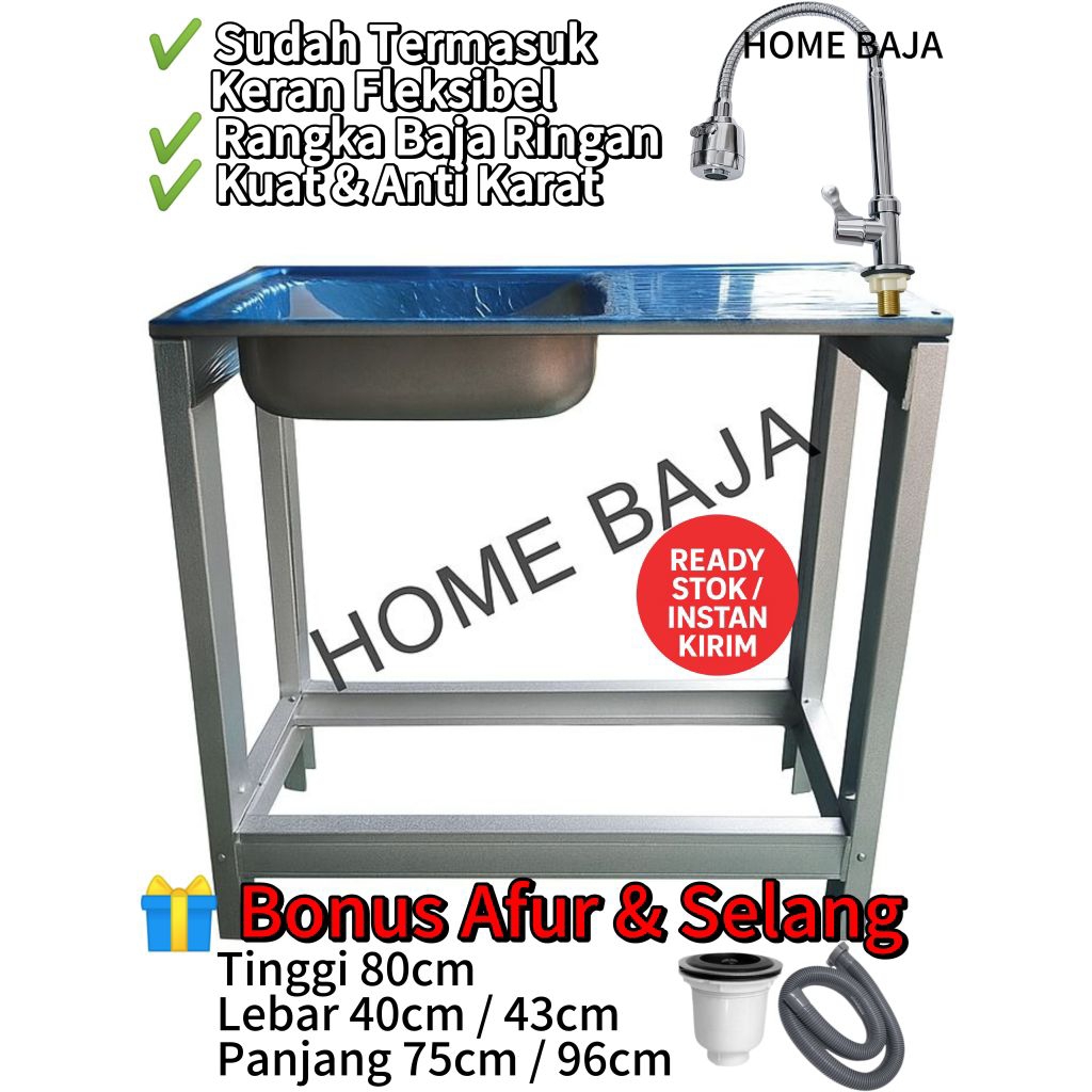 Wastafel Cuci Piring Bak Stainles Rangka Baja Ringan Minimalis Dan Portable