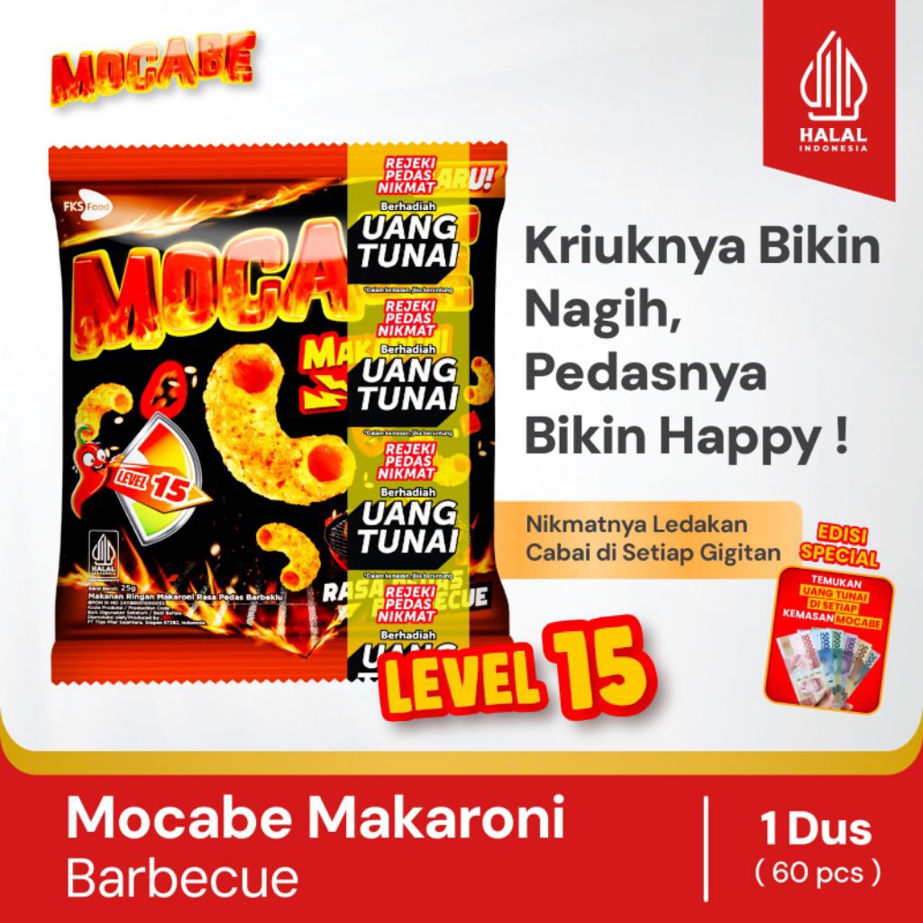 

Mocabe - Barbecue - Small Pack - 1 Karton (6 renceng) - 60 Pcs - 24gr (Free 12 Pcs)