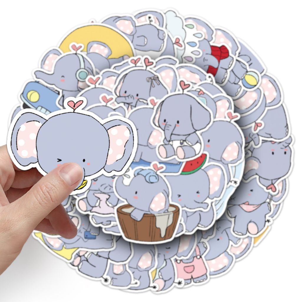 

[50 Pcs] DECO STICKER | STICKER DIY | JURNAL AESTHETIC [DS-211] ELEPHANT GAJAH Animal Hewan Karakter Cartoon Sticker Koper, HP Laptop Tumbler Komputer