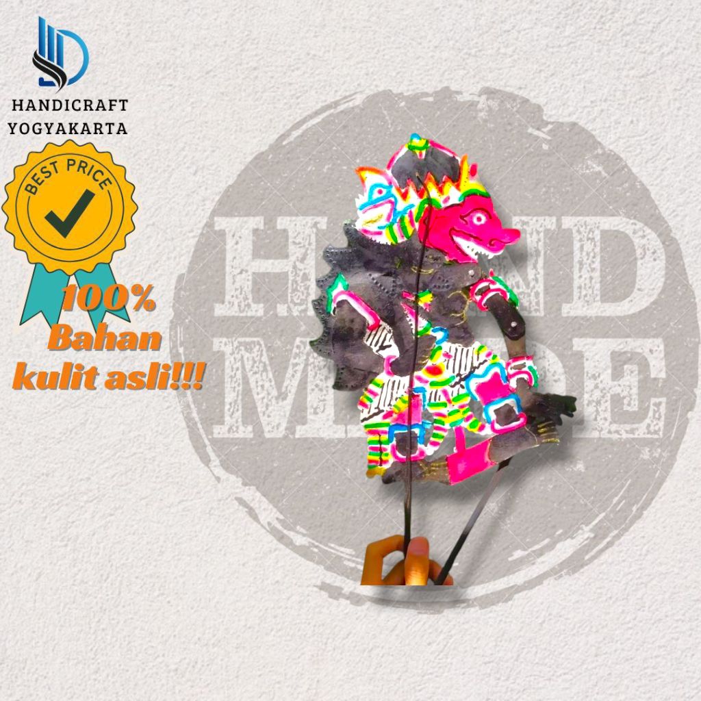 WAYANG kulit BUTO BABRAH HITAM BAHAN KULIT SAPI TEBAL TINGGI -+ 45 CM