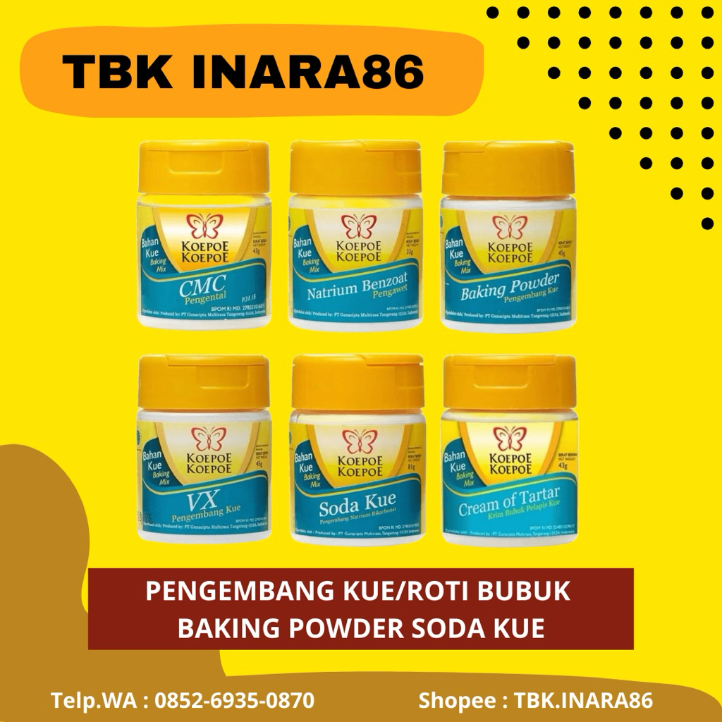 

Soda Kue & Baking Powder Koepoe Koepoe Kupu Kupu – Pengembang Untuk Kue, Roti & Masakan
