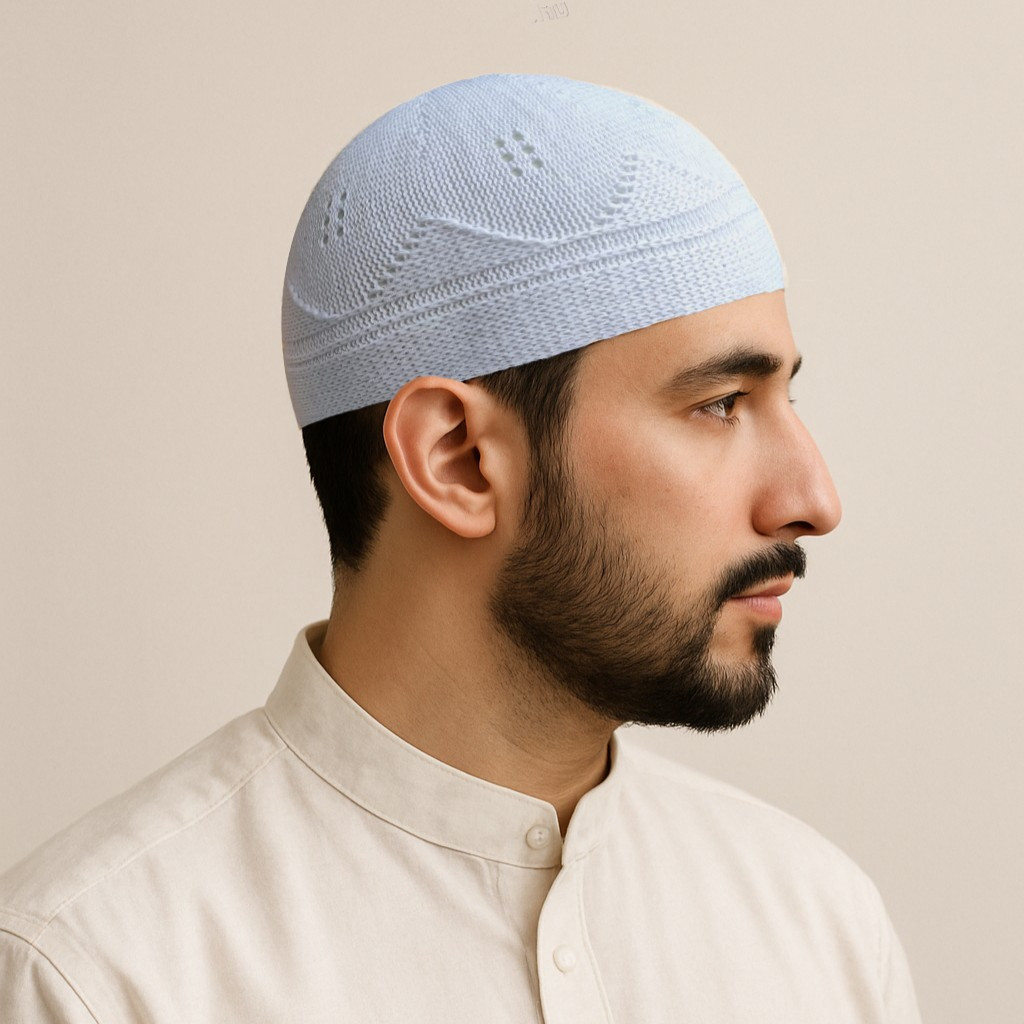 AMW - Peci Rajut Motif Turki Putih Polos Premium Dewasa