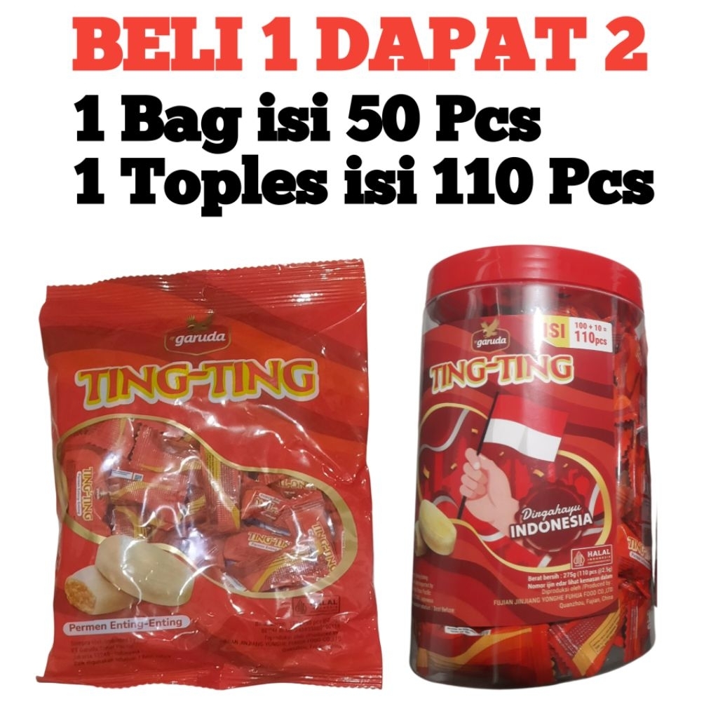 

BELI 1 DAPAT 2 GARUDA TING TING TOPLES ISI 110 PCS DAN 1 BAG ISI 50 PCS