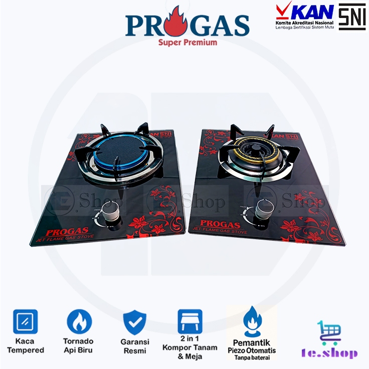 Kompor Gas Kaca Progas 1 Tungku Kompor Kaca Bara Infrared Kompor Tanam Progas