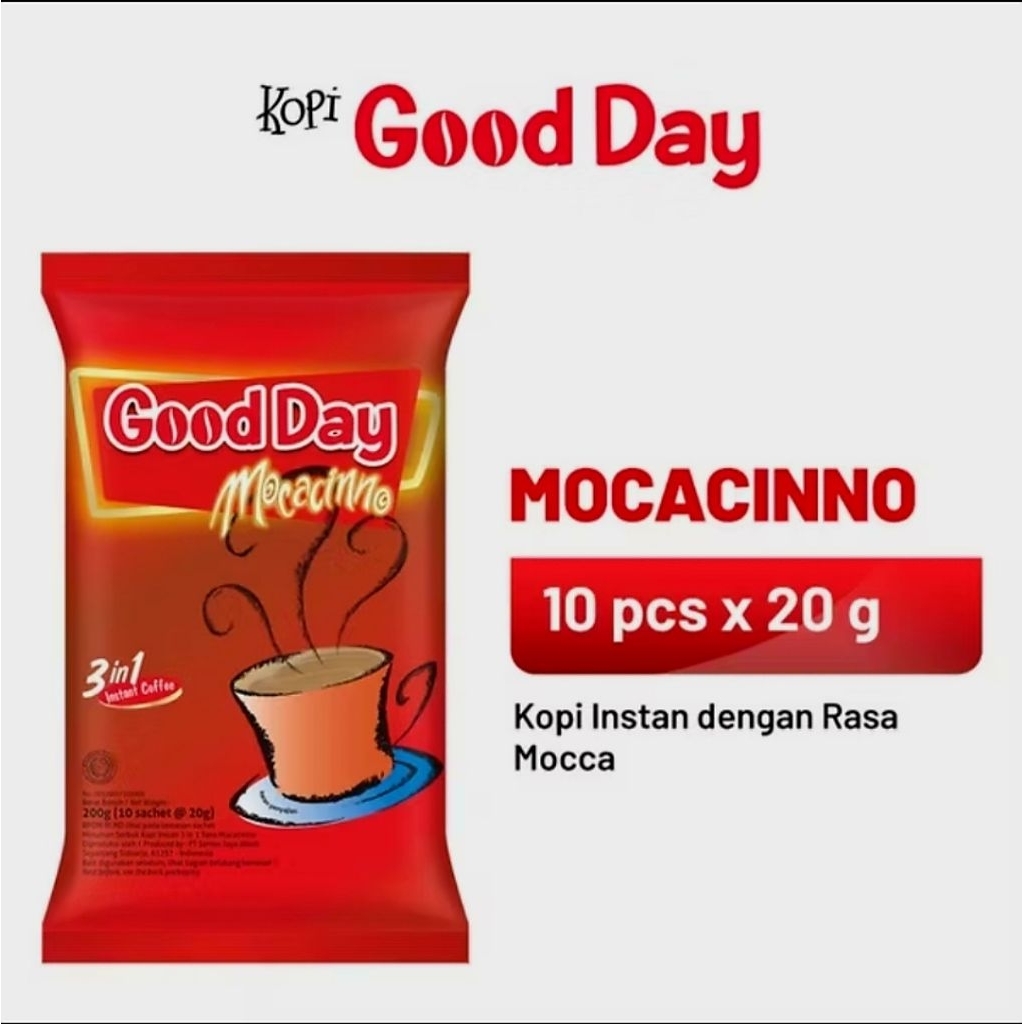 

Good Day Mocacinno(kopi kemasan merah) 1 pak (10 × 20 gr) | Mom Happy Store
