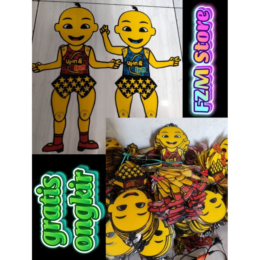 PROMO grosir 50pcs mainan anak wayang tarik karakter upin ipin