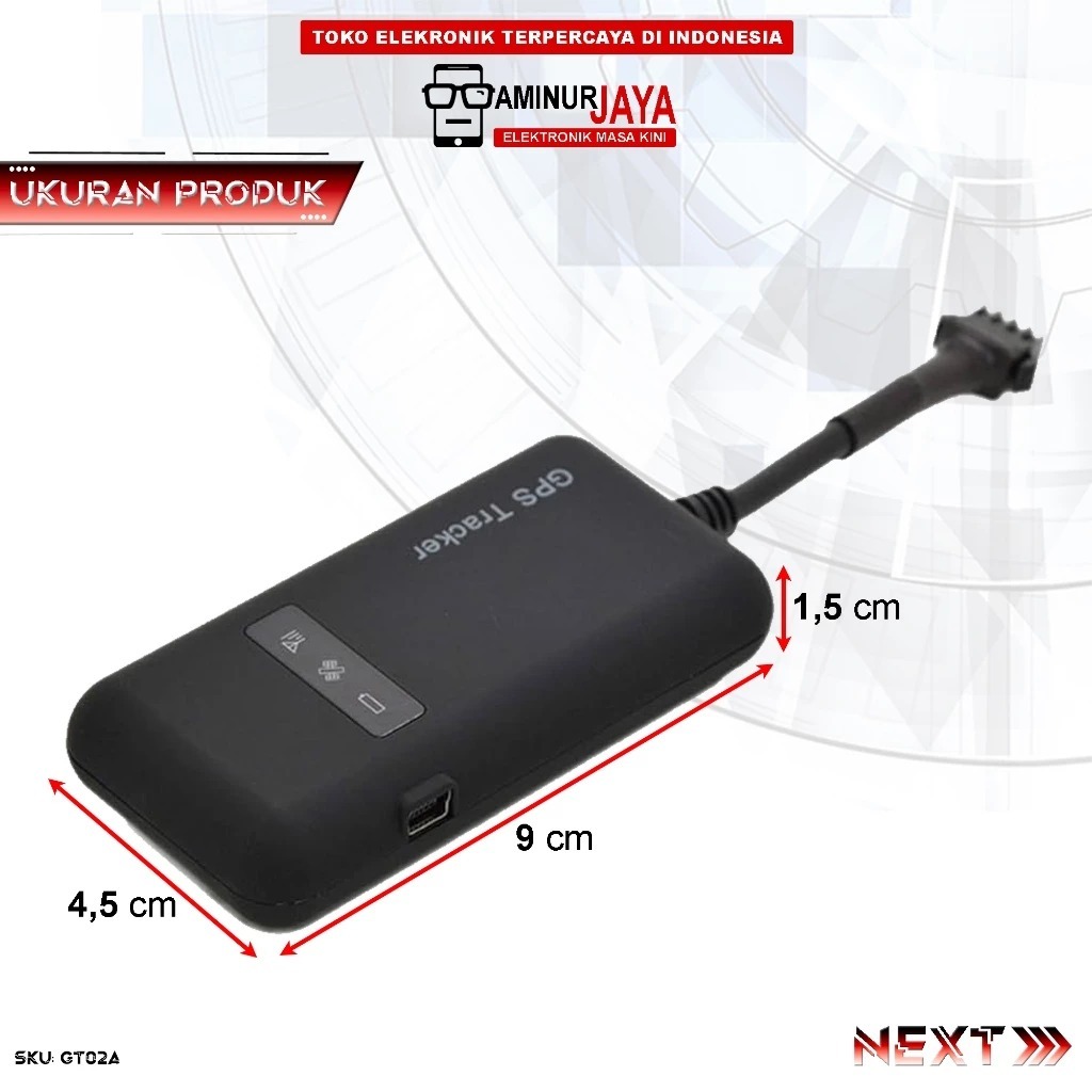 Aminurjaya GT02A Mini GPS Pelacak Lokasi Dan Rekam Suara Real Time Gps Tracker Kendaraan Mobil Motor