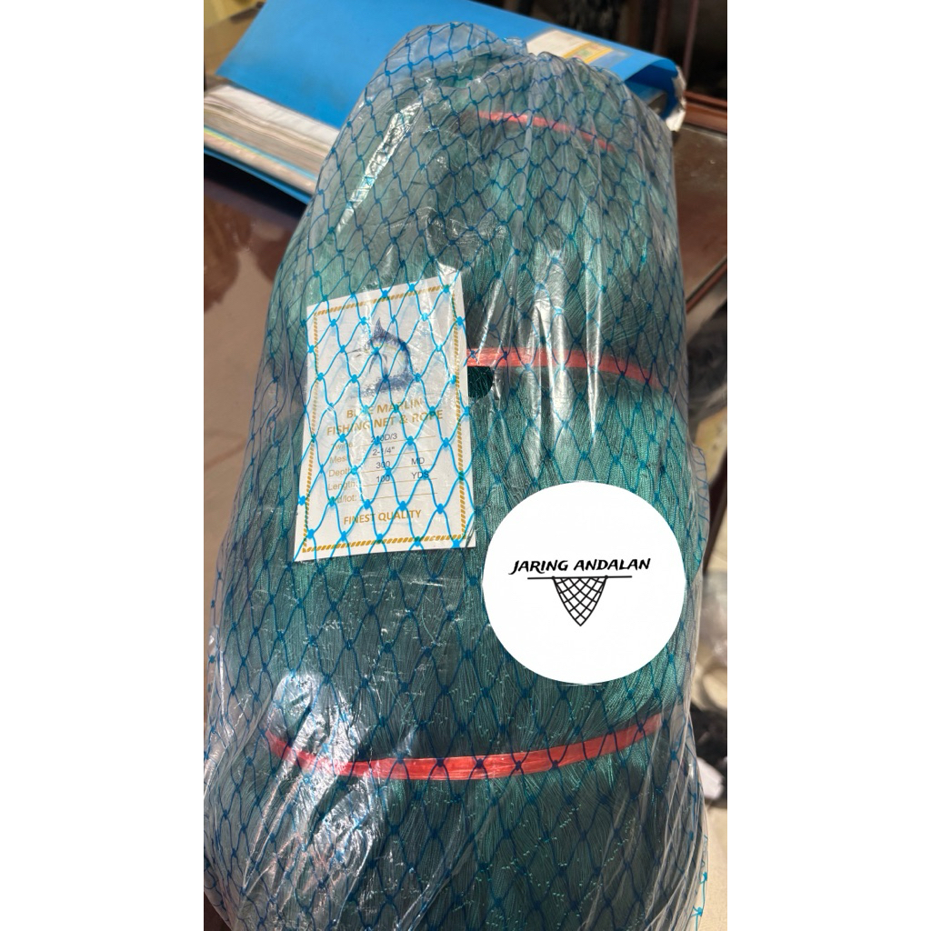 Jaring ikan pukat nilon hijau nomor benang D3 300MD x100Y CAP BLUE MARLIN BAGUS TERMURAH BERKUALITAS