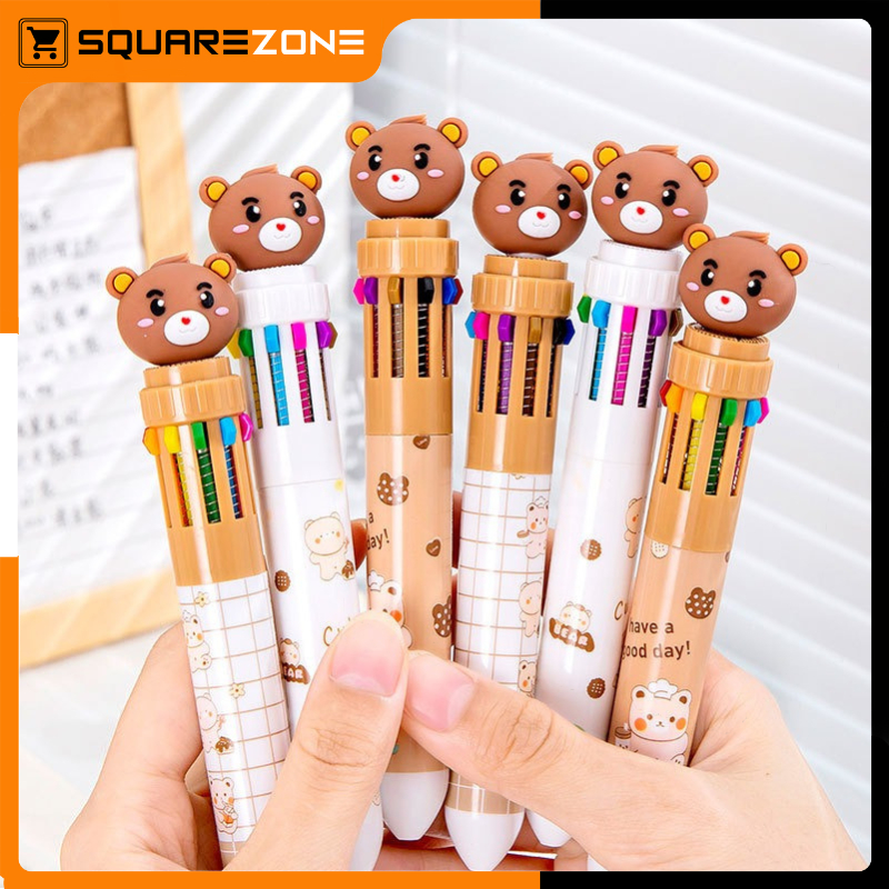 

Pulpen 10 Warna Karakter Teddy Bear Pena Warna Super Lucu Motif Beruang ATK017
