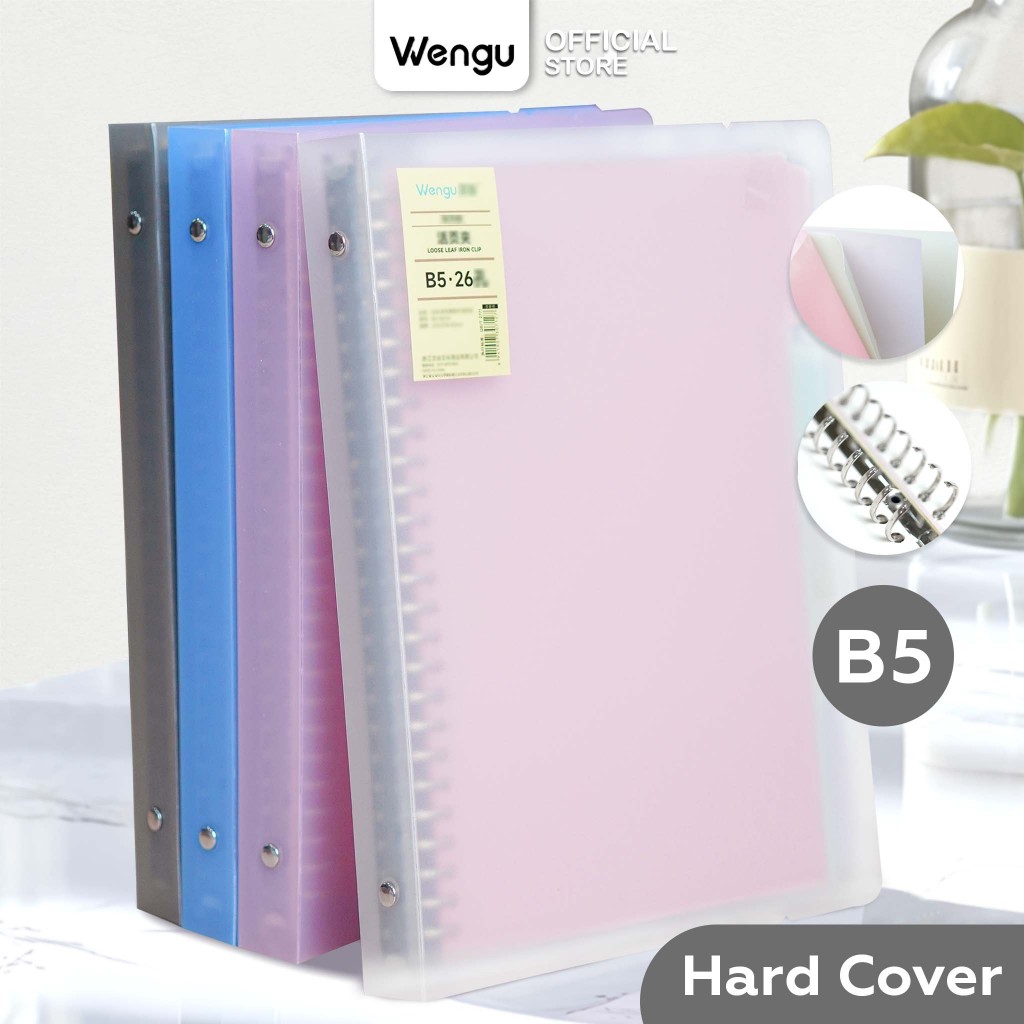 

[BARU] Wengu Binder B5 Ring Besi Transparan Pastel Sampul Buku Tulis Anti Air B5-H