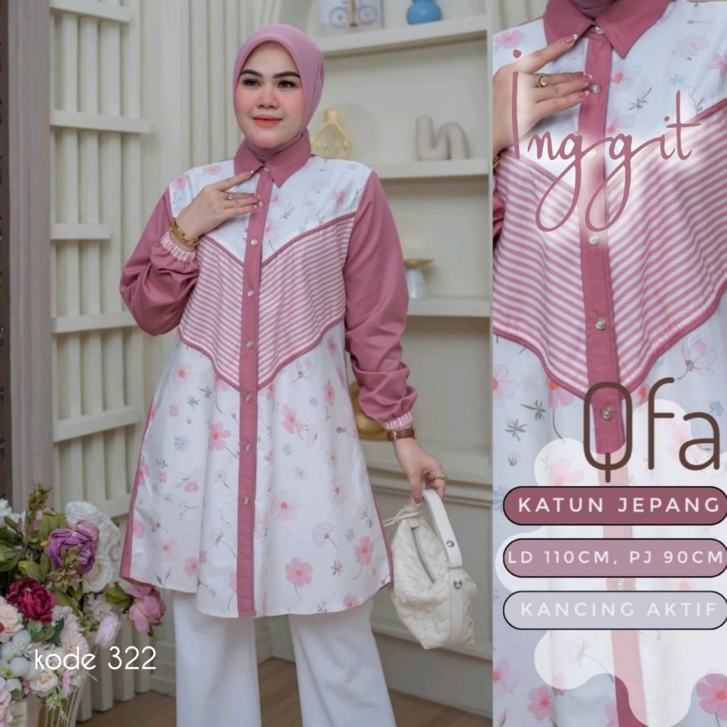 Kemeja Kerja Wanita/Inggit Kemeja Katun Jepang/Kemeja Motif