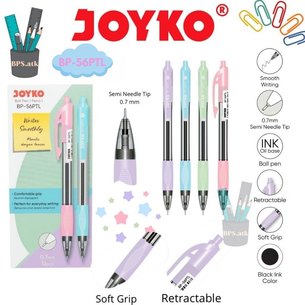 

(12 pcs) JOYKO Pulpen Pena Pen BP-56PTL 0.7 mm Pulpen Cetek