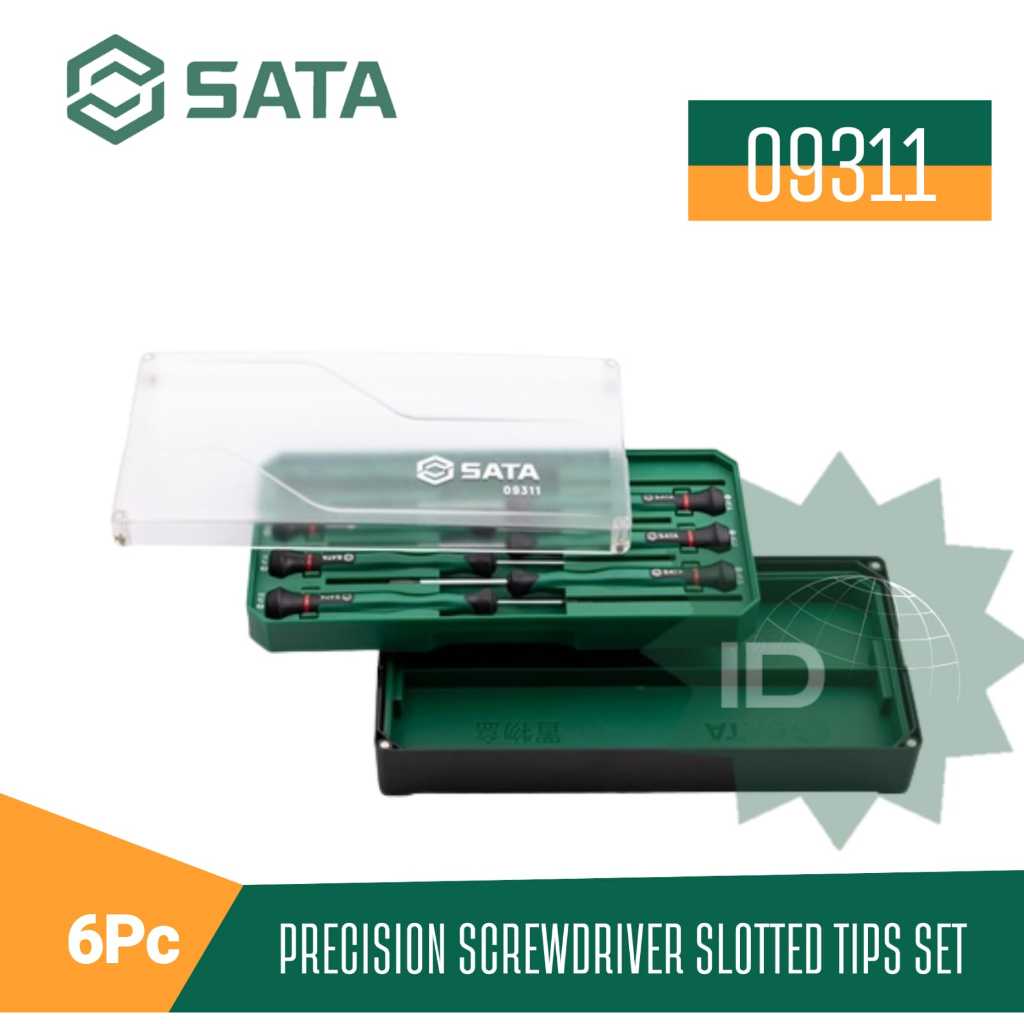 SATA Obeng Presisi Set 6 Pcs 09311 6pc Precision Screwdriver Set, Slotted Tips