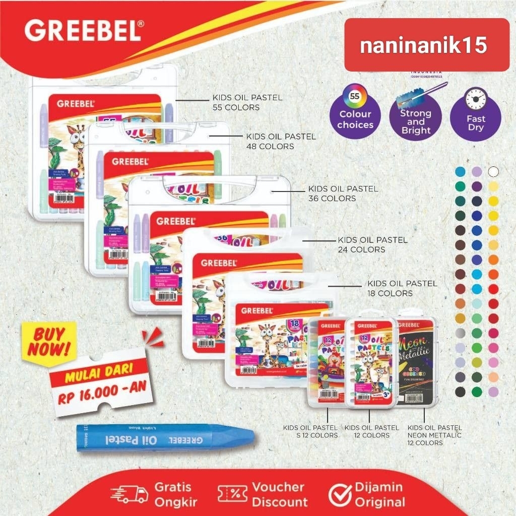

GREEBEL CRAYON OIL PASTEL KRAYON GREEBEL ISI 12 24 36 55
