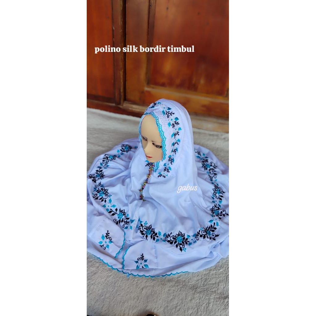 Mukena terusan lajuran  polino bordir KUDUSAN istimewa terbaru warna warni cantik motif simpel