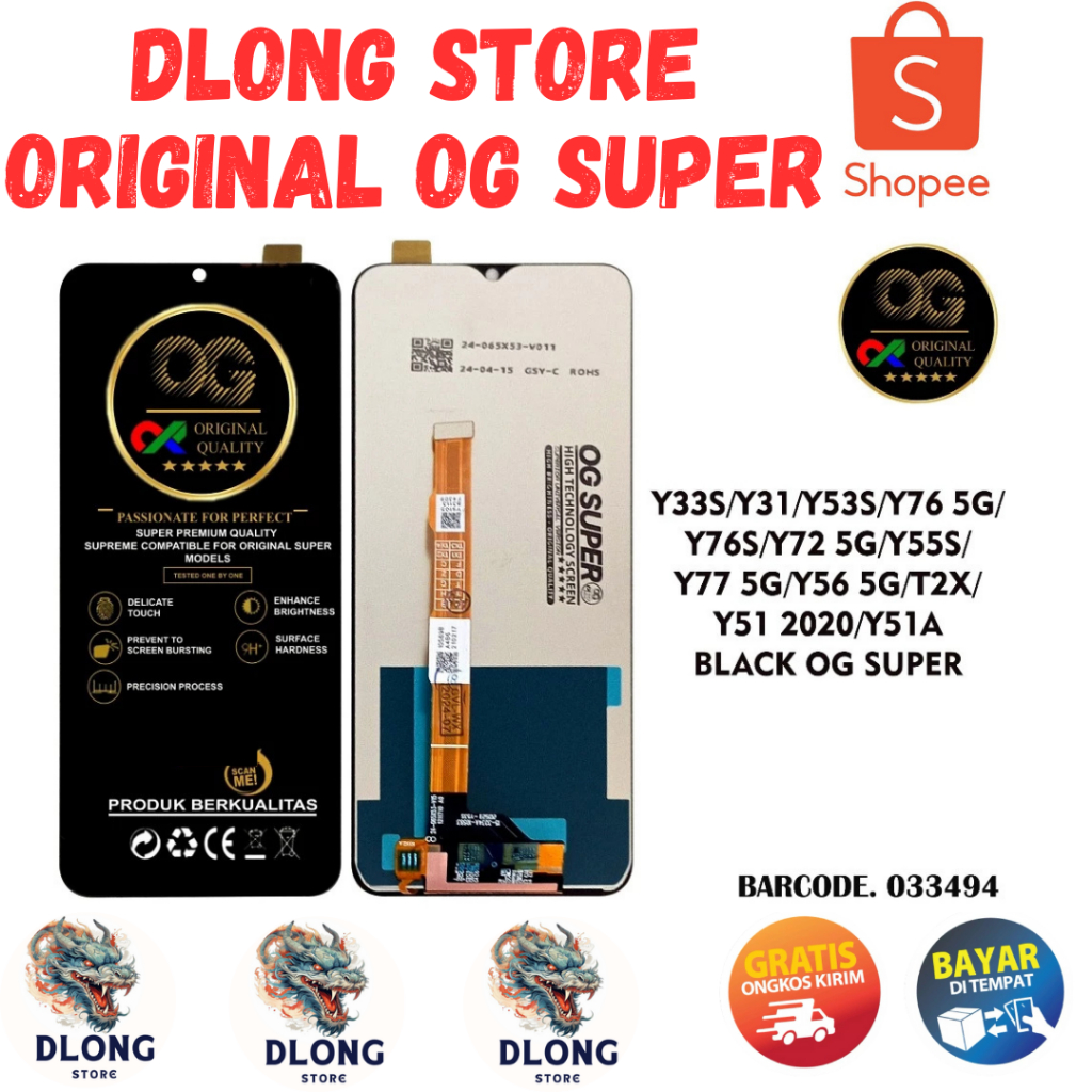 LCD VIVO Y51A ORIGINAL OG SUPER