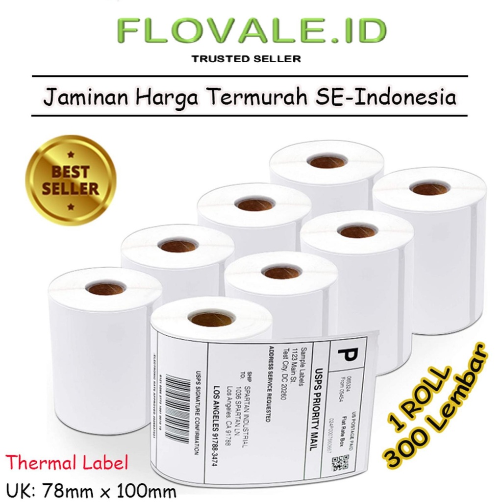 

LABEL THERMAL [78 x 100] KERTAS STICKER BARCODE 78x100 mm (300 Pcs)