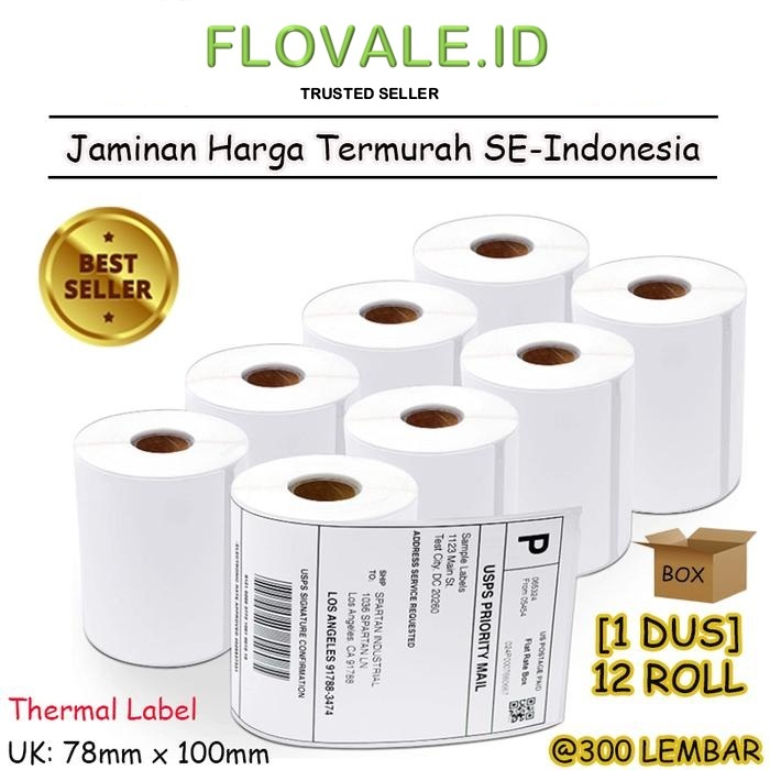 

LABEL THERMAL [78 x 100] KERTAS STICKER BARCODE 78x100 mm (300 Pcs) - BOX