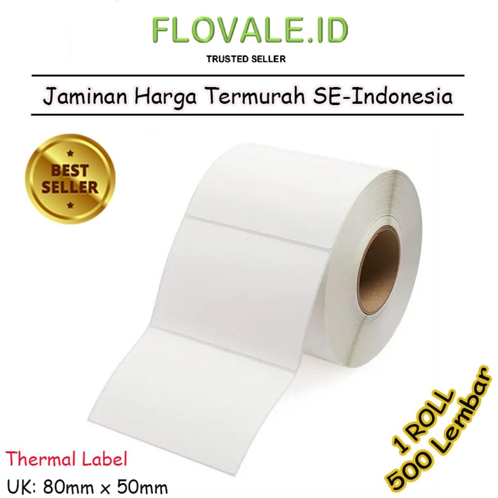 

LABEL THERMAL [80 x 50] KERTAS STICKER BARCODE 80x50 mm (500 Pcs)