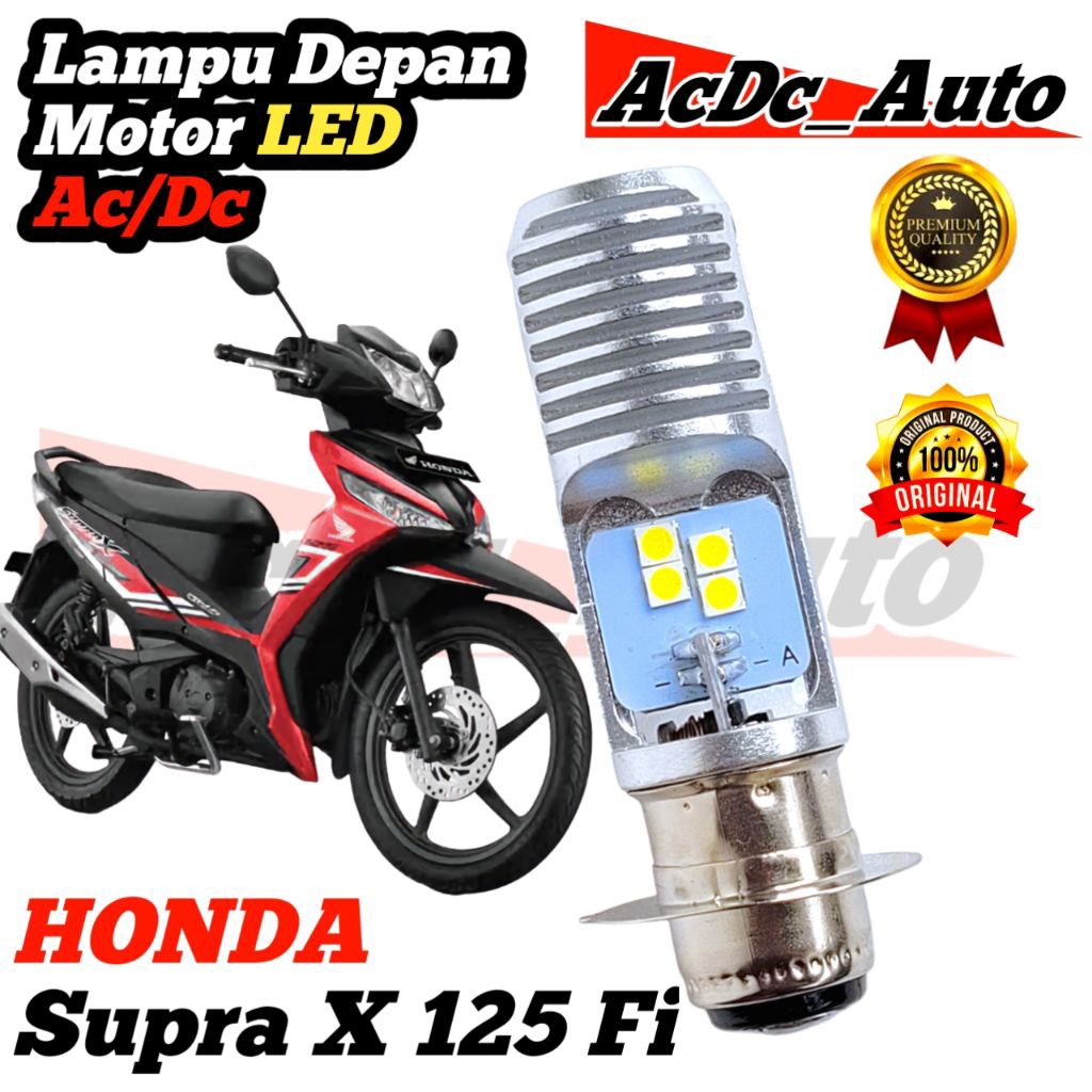 Lampu Depan Motor Honda Supra X 125 FI LED Putih Ac/Dc Pengganti Dop/Bohlam Standart WrT19