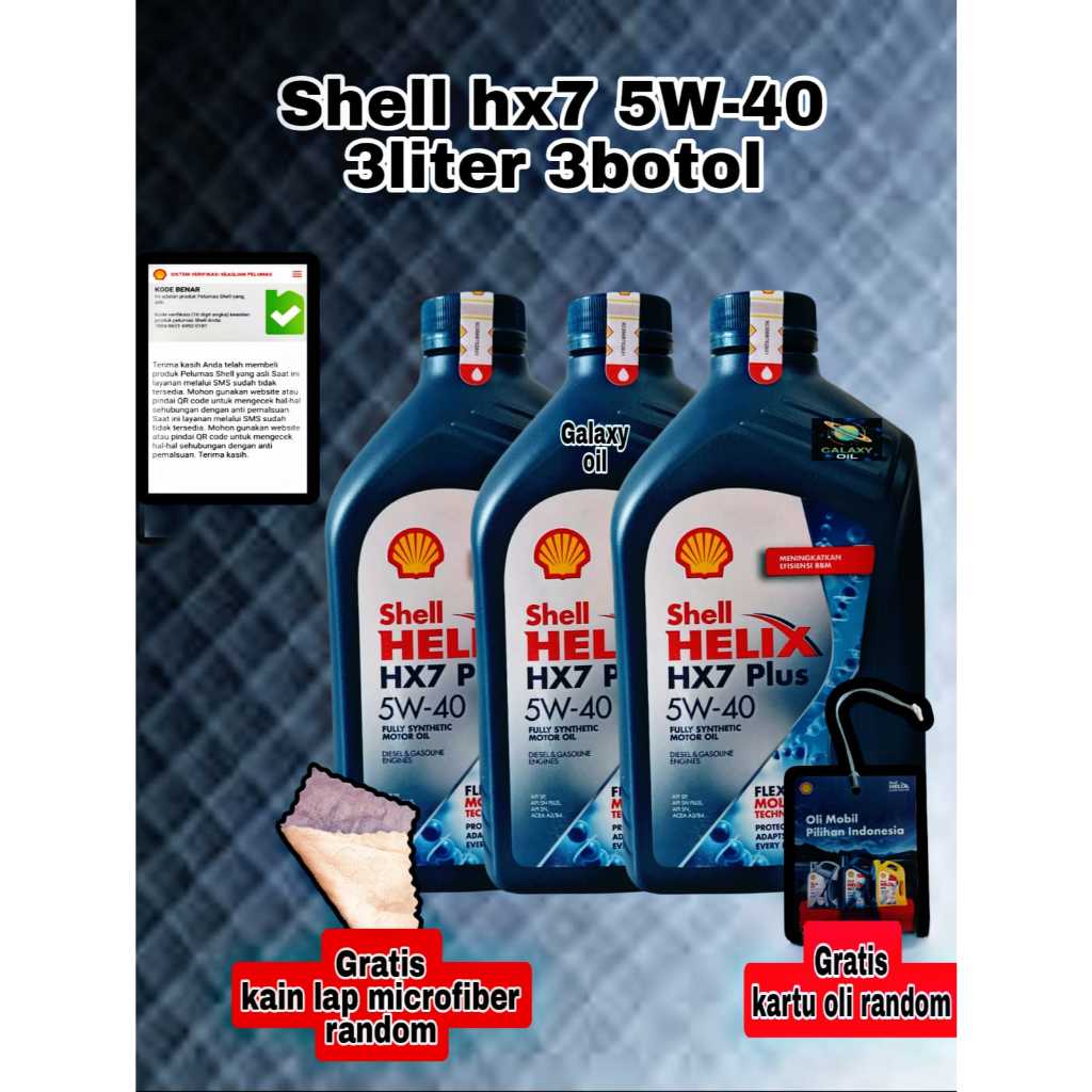 [ 3 BOTOL SHELL HELIX7] OLI Mesin Shell HX7 SAE 5W-40 3 LITER BENSIN SOLAR DIESEL FULL SYNTHETIC