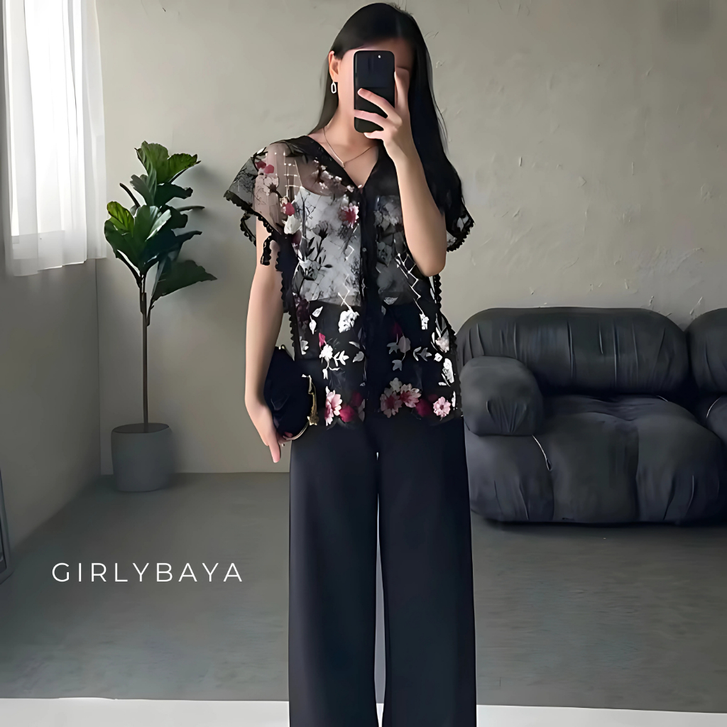 [Special Gift] GIRLYBAYA Vest Tile Gardeni Kekinian Vest Vintage Kebaya Premium Brukat Outer Rompi B