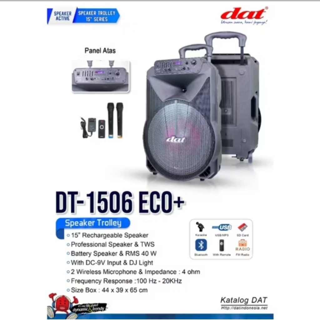 Speaker portable dat 15 inch dt1506 aktif bluetooth 1506 wireless