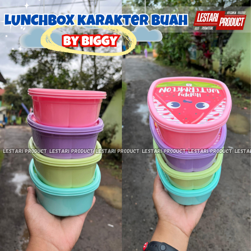 ( 6 PCS ) LUNCHBOX KARAKTER BUAH BIGGY | LUNCBOX ANAK | KOTAK BEKAL | WADAH BEKAL | MISTING | BISTIN