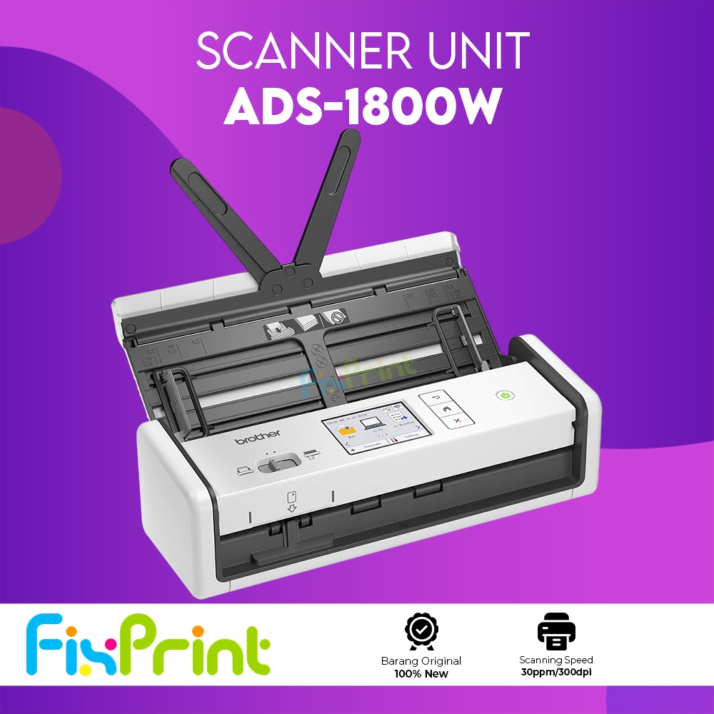 FixPrint Scanner Brother ADS-1800W Duplex ADF WIFI Scanner Dokumen ADS 1800W Mesin Portable Scanner 