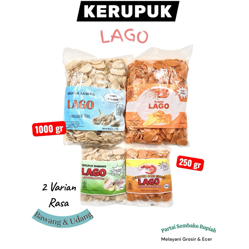 

Krupuk mentah LAGO Udang dan Bawang