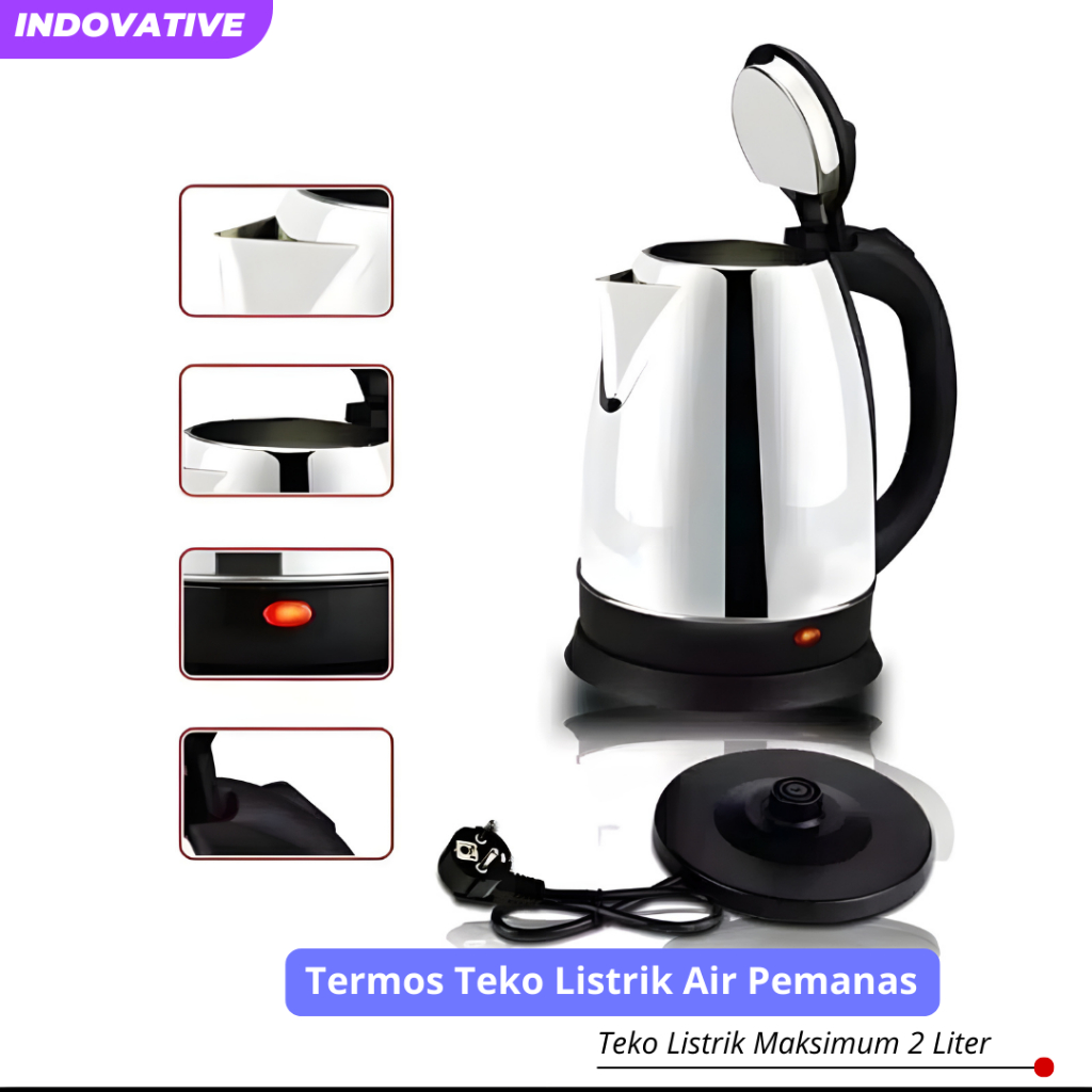 INDOVATIVE - Termos Teko Listrik Kettle Pemanas Air Panas Stainless Ketel Listrik | Teko Listrik Sca