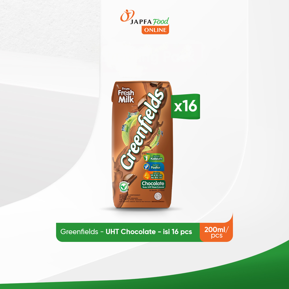 

Greenfields Susu UHT Chocolate 200ml - Isi 16 pcs - 100% Fresh Milk dari Greenfields Farm