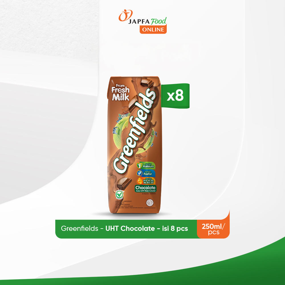 

Greenfields Susu UHT Chocolate 250 ml - Isi 8 pcs - 100% Fresh Milk dari Greenfields Farm