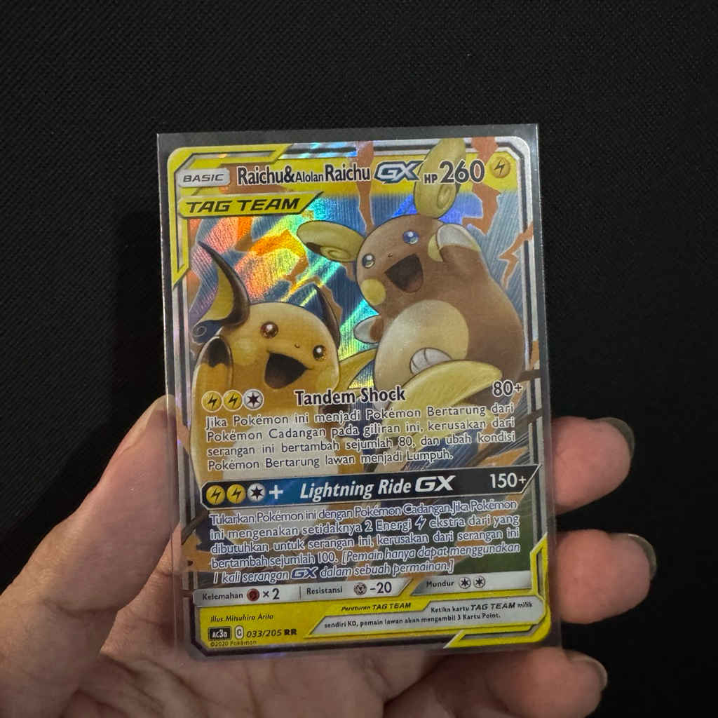 Raichu Alolan Raichu GX RR Ac3a 033/205 (ID) - Kartu pokemon TCg