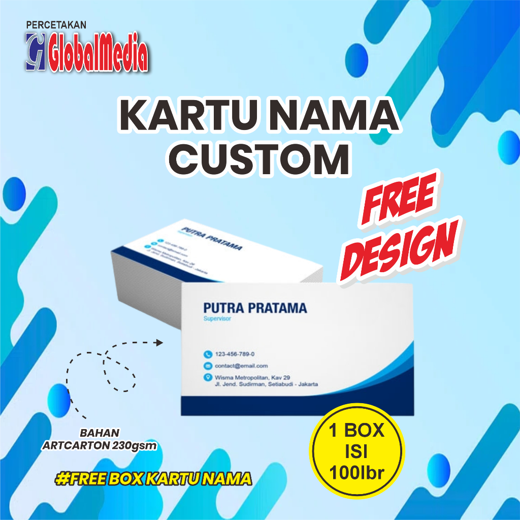 

CETAK KARTU NAMA CUSTOM | FREE DESIGN | ISI 100lbr per box