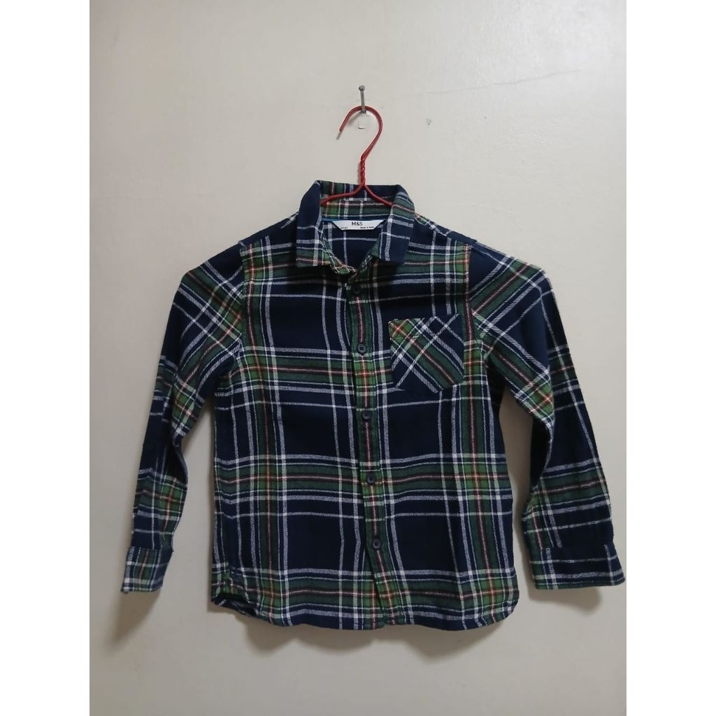 preloved kemeja lengan panjang anak flanel Marks & Spencer 4-5 thn