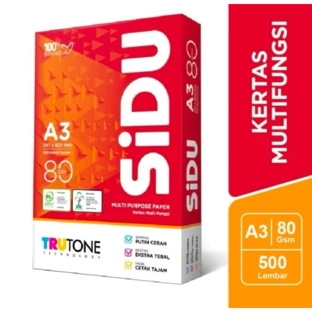 

KERTAS HVS A3 80 GSM SINAR DUNIA SIDU HIGH QUALITY 500 SHEETS